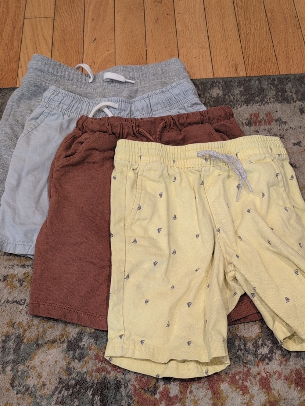 3-Pack Boys' Elastic-Waist Shorts — Yellow, Brown, Light Blue